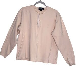Ralph Lauren Men’s Light Cream Henley Long Sleeve Shirt Medium